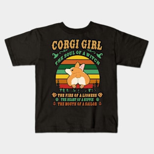 Corgi Girl - Witch - Lioness - Hippie - Sailor (109) Kids T-Shirt